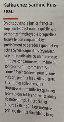 Un article sur mon dernier livre le Process